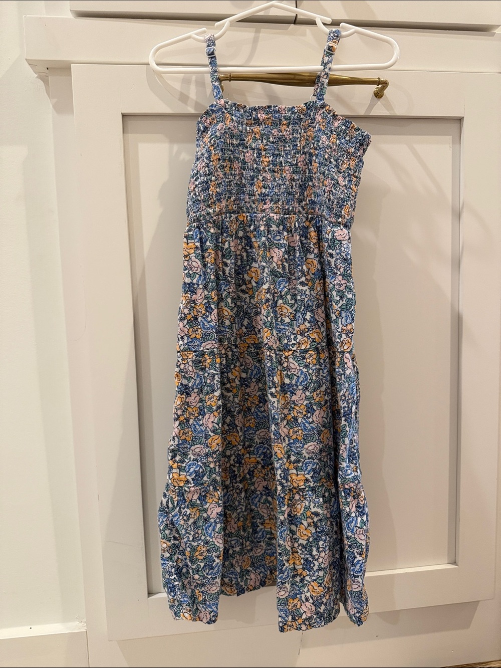 Smocked Floral Maxi Skirt - Blue Floral